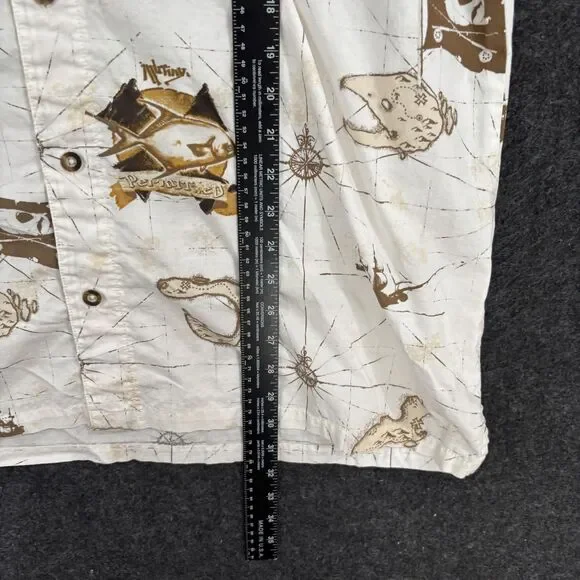 Columbia River Lodge Shirt Men's XL White Pirate Treasure Map Nautical Print - Picture 4 of 7